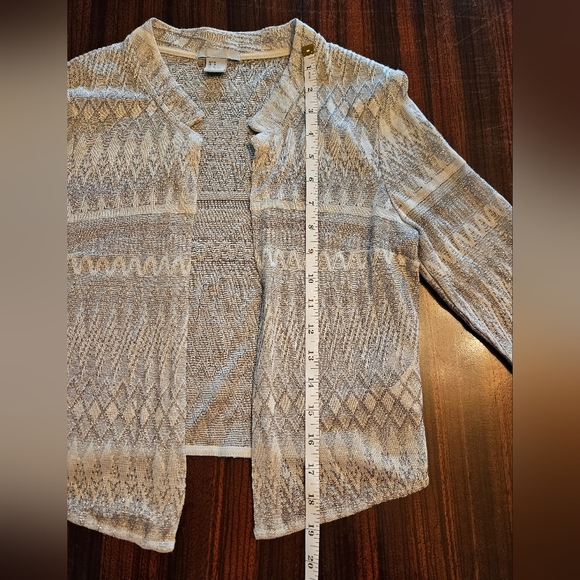 H&M 2-piece Set Peplum Tank and Crop Cardigan Gray Silver Glittery M EUC GLAM - Picture 12 of 14